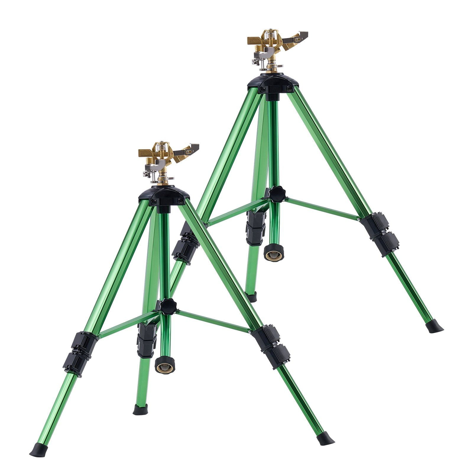 Heavy Duty Tripod Sprinkler 2 Pack Brass Head 360 Degree Irrigation Adjustable Height for Yard Lawn Garden