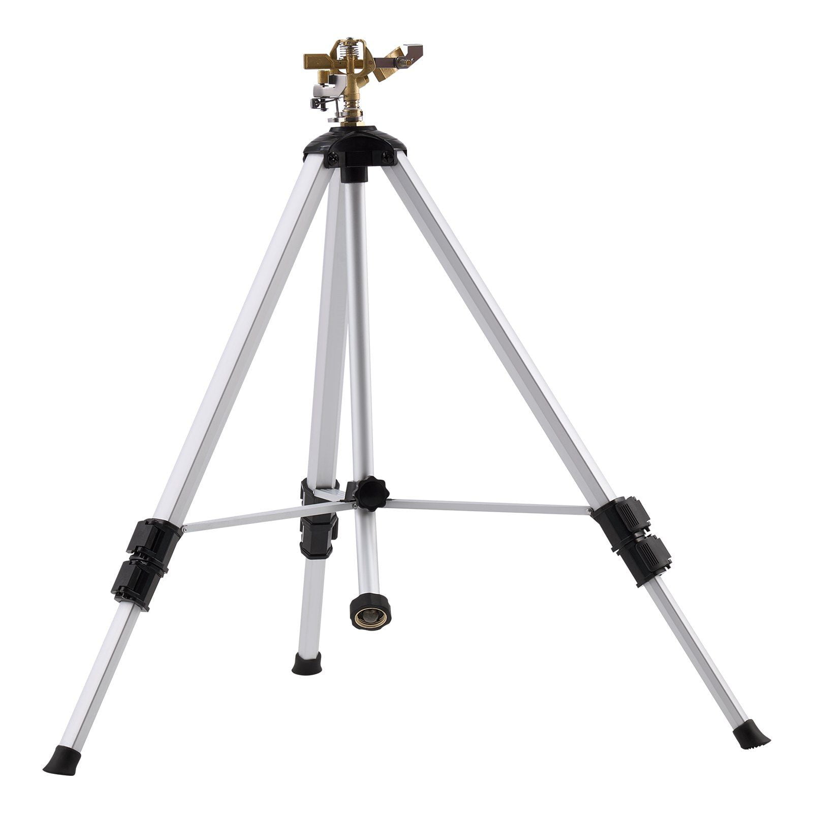 Heavy Duty Tripod Sprinkler with Brass Head 360 Degree Coverage Adjustable Height for Large Yard Irrigation Gray