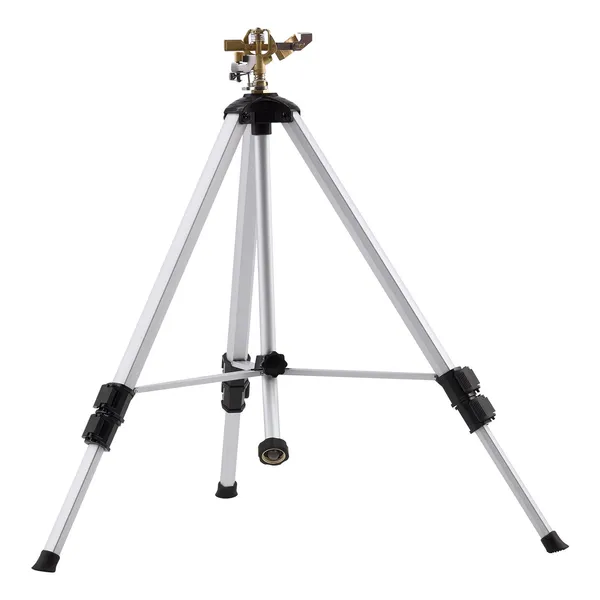 Heavy Duty Tripod Sprinkler with Brass Head 360 Degree Coverage Adjustable Height for Yard Irrigation