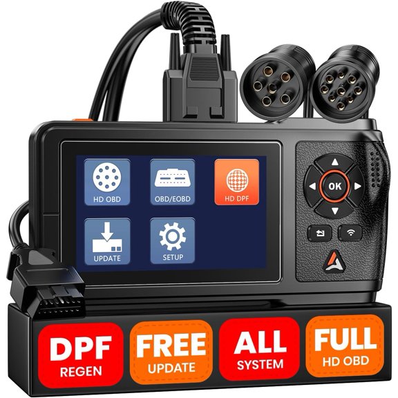 Heavy Duty Truck Scanner, DPF Regen & Forced Reset for Paccar & Detroit Engines, Full System Diagnostics Diesel Code Reader, Professional OBD2/HDOBD Mechanic Tool for Commercial Vehicles
