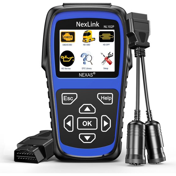 Heavy Duty Truck Scanner with DPF Regen Oil Reset, Full System Diesel Diagnostic Scan Tool for Isuzu, Cummins, Detroit, Maxxforce, Hino, 2-in-1 OBD2 & HD OBD Code Reader for Semi & Car