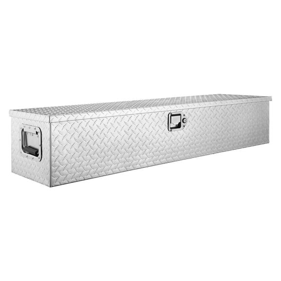 Heavy Duty Truck Tool Box, 48" Diamond Plate Aluminum Tool Box with Lock, Weatherproof Storage Organizer for Pickup Truck Bed, RV, Trailer - Silver
