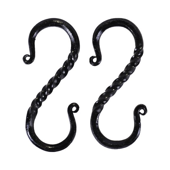 Heavy-Duty Twisted S Hooks 2-Pack Black Coated for Garage Storage Shelving Hanging Tools