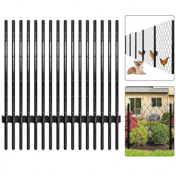 Heavy Duty U-Channel Metal Fence Posts, No Dig Steel Fence Stakes with Anchor Plates for Yard Garden Wire Fencing, Multi-Size Available