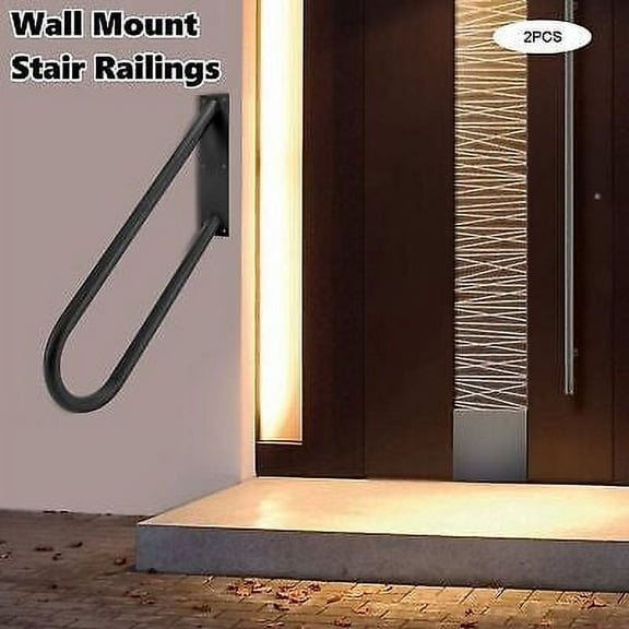 Heavy Duty U Shape Wall Mounted 2pcs Indoor And Outdoor Metal Handrails Grab Bar