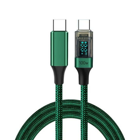 Heavy Duty USB C to USB C Cable 100W USB C Charging Line With Digital Digital Screen for Phones, Laptops, and Tablets