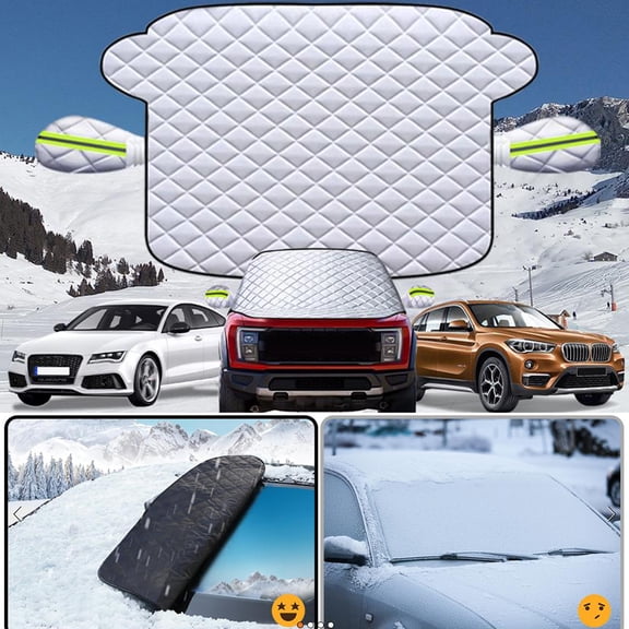 Heavy Duty Ultra Thick Windshield Cover For Winter Ice/Snow/Frost,Dust Water Resistent,Protective Front Windshield Cover Fit to Car SUV(61"x 49",Silver)