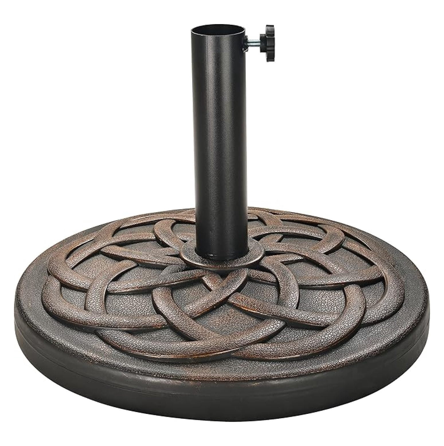 Heavy-Duty Umbrella Base with Adjustable Pole Holder, 35 Lbs, Bronze - Outdoor Stand and Support for Umbrellas - Ideal for Backyard, Lawn, Poolside, Patio, and Garden