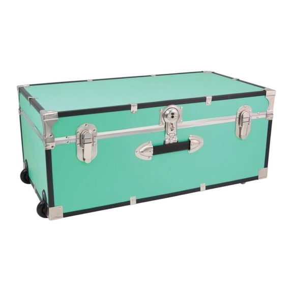 Heavy Duty Under Bed Storage Trunk with Lock Recessed Wheels Teal 15.75" D x 30" W x 12.25" H
