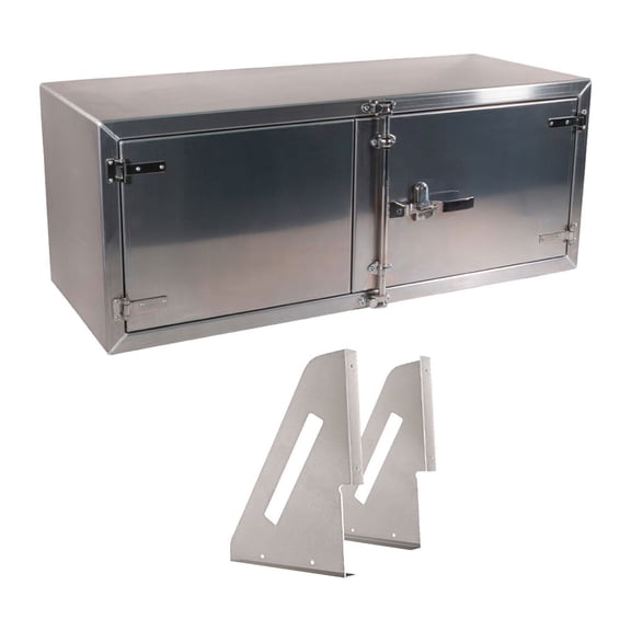 Heavy Duty Underbody Tool Box Kit Includes 24"x24"x60" Aluminum Side Mount Tool Box w/ Barndoor Double Doors & Paddle Lock & 24"x24" Weld-On Brackets for Flatbed Trailers