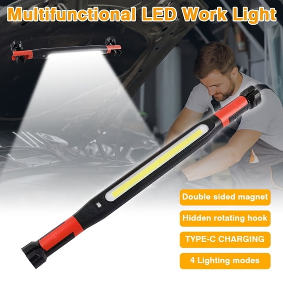 Heavy-Duty Underhood WorkLight, Multifunctional Work Light, USB-Rechargeable with Magnetic Base  Hooks, 4 Lighting Modes, for Mechanics Workshop Emergency Car Repair Outdoor Use