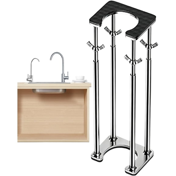 Heavy Duty Undermount Sink Support Bracket, Adjustable Stainless Steel Basin Holder Kit for Kitchen Granite Countertop and Laundry Station Repair (1 PCS)