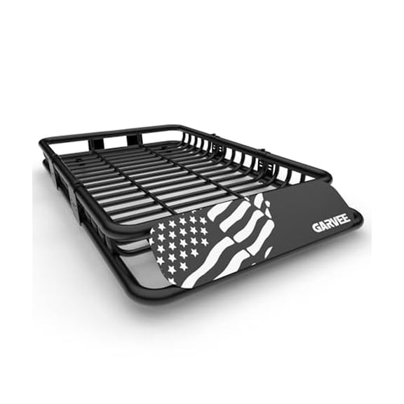 Heavy Duty Universal 64" x 39" Roof Cargo Carrier with 200 LBS Capacity, Steel Wind Deflector, Easy Install U-Bolt Mount for SUVs, Trucks, Cars, and RVs