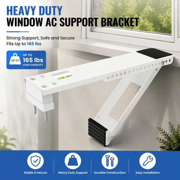 Heavy Duty Universal Window Air Conditioner Support Bracket, Secure AC Unit Mount, Holds Up to 165 lbs