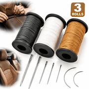 Heavy Duty Upholstery Repair Thread & Needles Kit Including 7 Styles of Leather Canvas Sewing Needles and 3 Rolls Nylon Thread 70 Yard Per Roll - Home Upholstery, Car Seats, Outdoor Gear Repair