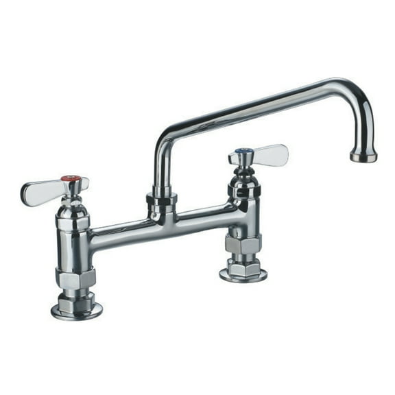 Heavy Duty Utility Bridge Faucet with an Extended Swivel Spout and Lever Handles - Polished Chrome