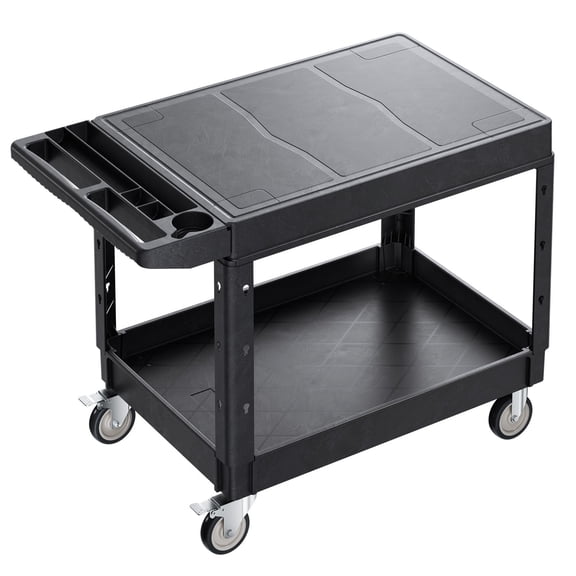 Heavy Duty Utility Cart 550 Lbs Capacity 37 x 25.4 Inch Rolling Cart with Locking Wheels Two Tier Storage Cart for Garage Workshop Home Organization