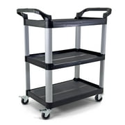 Heavy-Duty Utility Service Cart Rolling lightweight, Black, 33 x 37 x 16