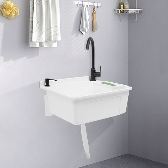 Heavy-Duty Utility Sink, 20.08x17.52x9.45in, Impact-Resistant PP & Alloy Faucet, Versatile for Commercial Kitchens/Art Studios/Greenhouses