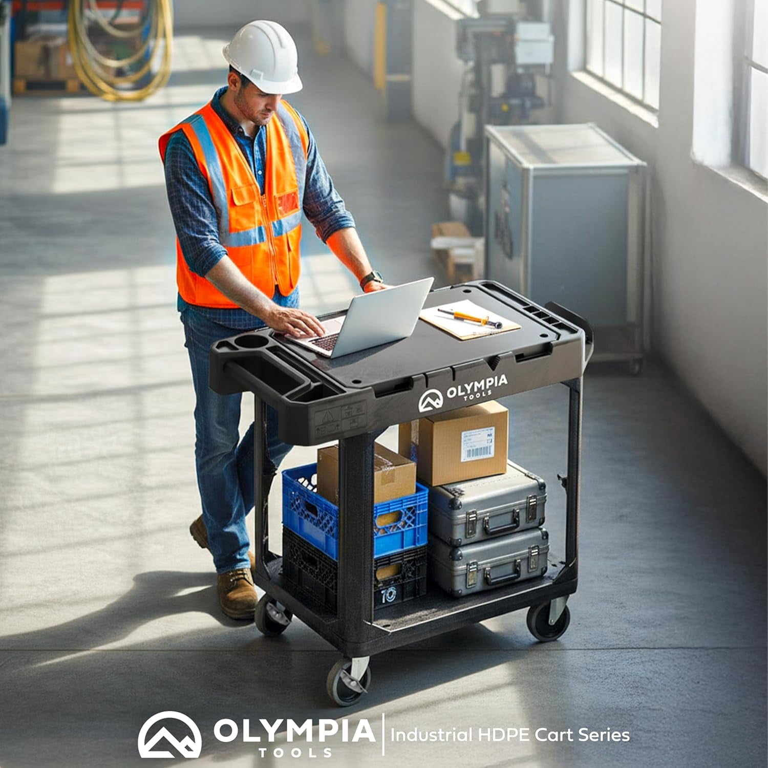 Heavy Duty Utility Work Cart | 2 in 1 Convertible 3 Shelf to Flat Top ...