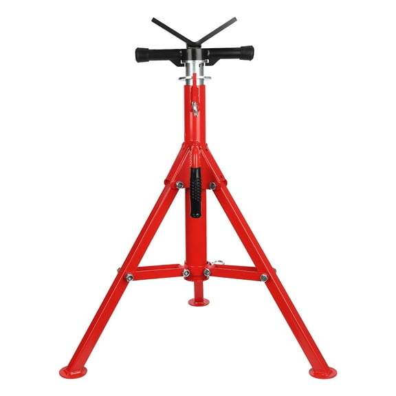 Heavy Duty V-Head Pipe Jack Stand - Adjustable 28-52 Inch Height, 2500 lbs Capacity - Folding Carbon Steel, Anti-Slip Handle, Triangular Base for Welding - 2500BLS*1pc-red