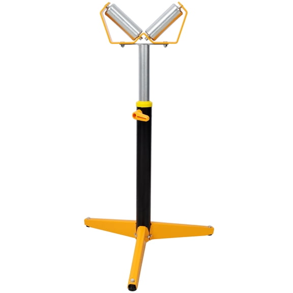 Heavy Duty V Shape Roller Stand for Table Saw, Material Support Stand with Adjustable Height 29.5-48 inches, Steel Construction, Black and Yellow