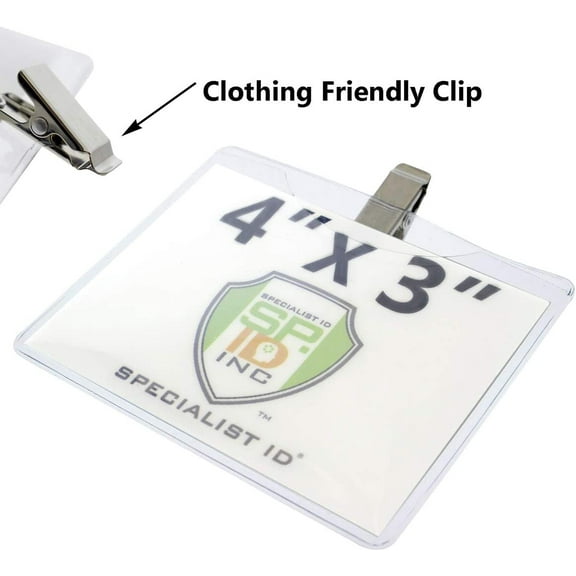 Heavy Duty Vaccination Card Record Holder 4" x 3" with Clip - Clear, 2 Per Pack