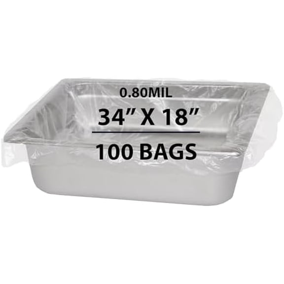 Heavy Duty Value Plus Poly Pan Liner, 0.80Mil 34" X 18" & 100 Bags | PTL Material, Use for Food Protection and Containment | Quality Control Liner$$Other