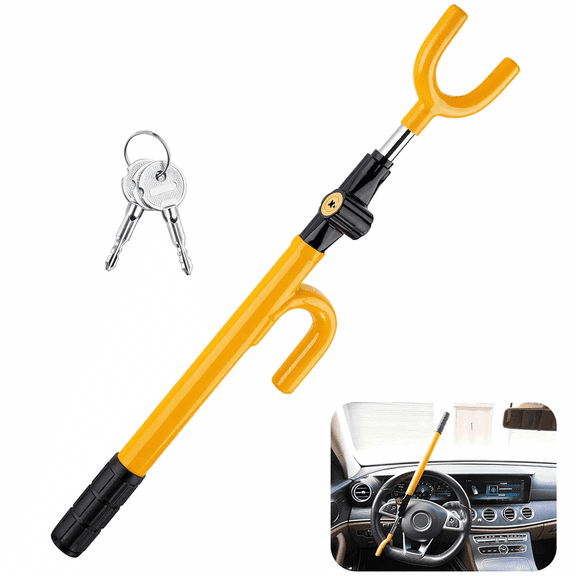 Heavy Duty Vehicle Steering Wheel Lock, Anti-Theft Security Lock with 2 Keys, Universal Adjustable Fit for Cars, Trucks, Vans, and SUVs