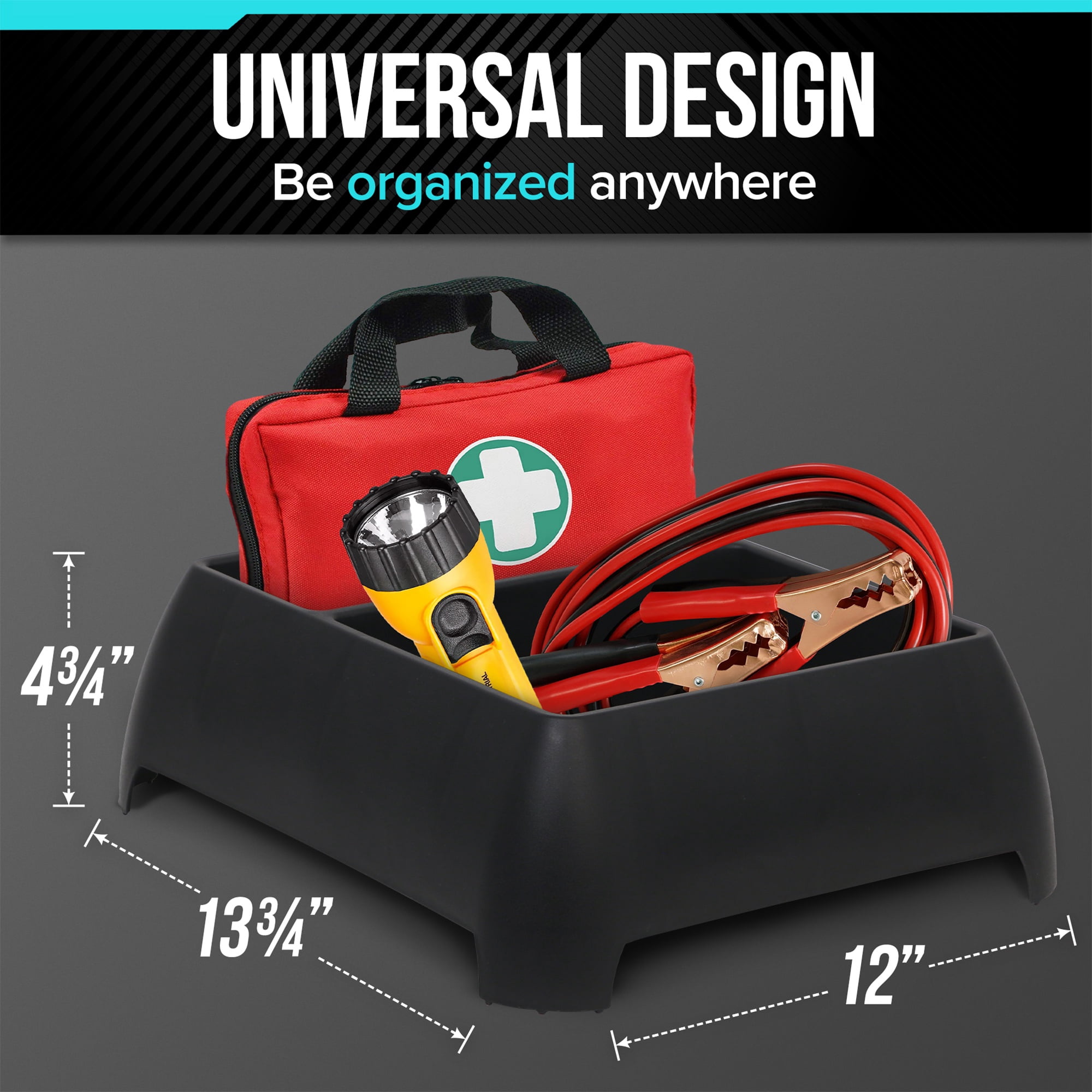 Moblorg Heavy Duty Trunk Organizer for Cars, Trucks, SUVs, Two Storage Compartments, Black