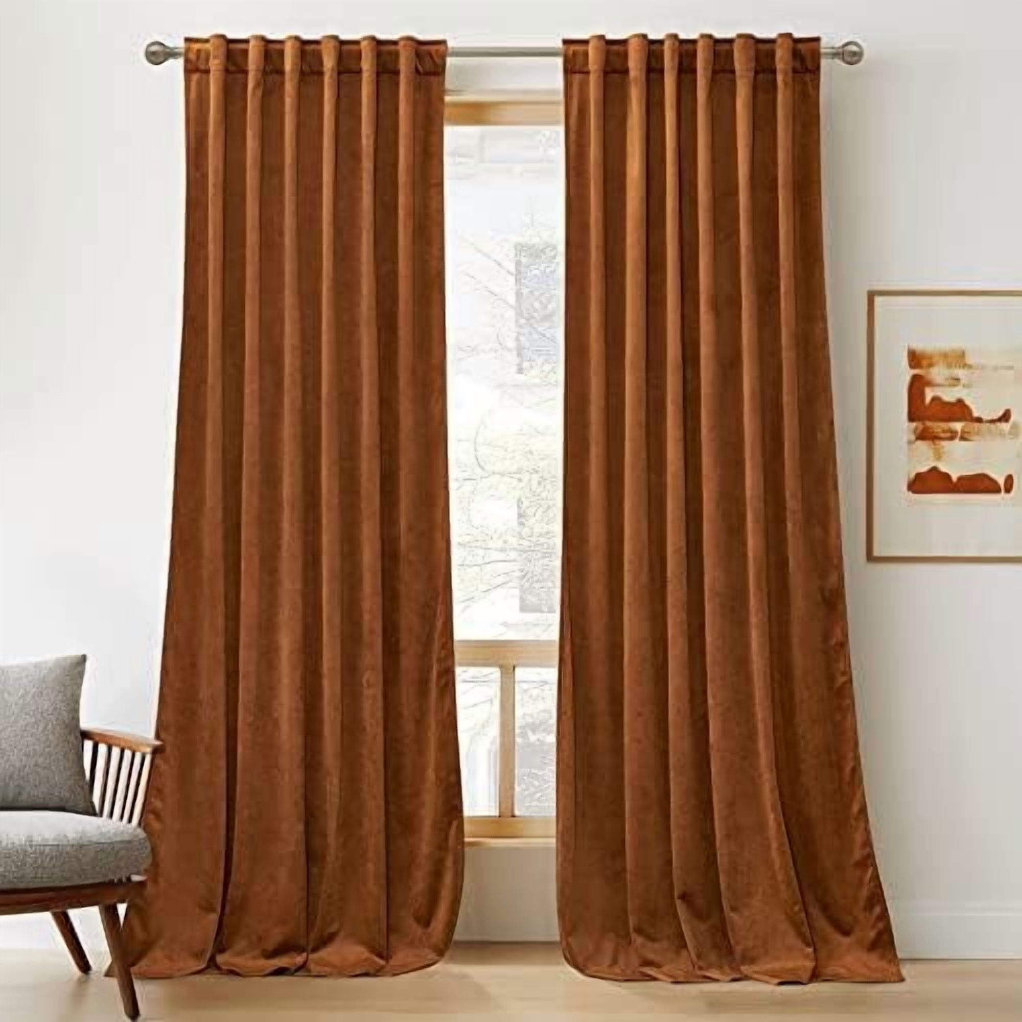 Heavy Duty Velvet Curtains & Drapes, Room Darkening Noise Reducing