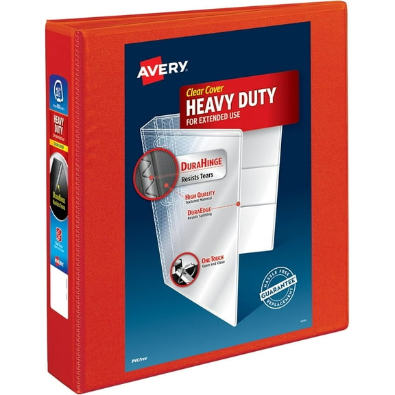 Heavy-Duty View 3 Ring Binder, 1.5 Inch EZD Rings, Great for Portfolios, Office, School Notebooks, and More, 1 Red Binder (79171)
