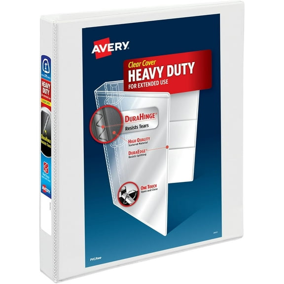 Heavy-Duty View 3 Ring Binder, 1" One Touch EZD Rings, 275-Sheet Capacity, 1.4 Inch Wide Spine, Great for Home, School Supplies, Office, or Organization Needs, 1 White Binder (79199)