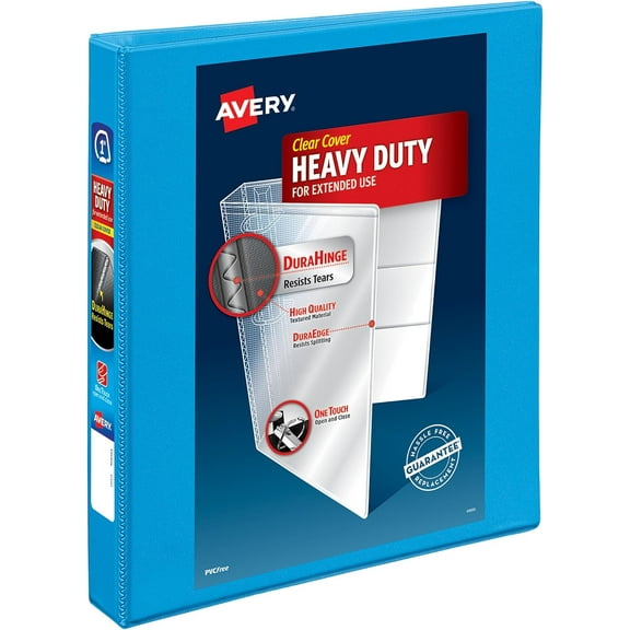Heavy-Duty View 3 Ring Binder, 1" One Touch Slant Rings, Holds 8.5" x 11" Paper, 1 Light Blue Binder (05301)