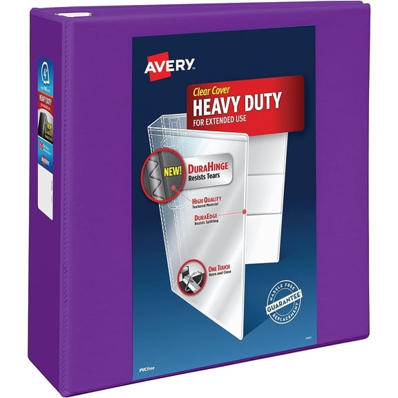 Heavy-Duty View 3 Ring Binder, 4 Inch One Touch EZD Rings, 4.5 Inch Spine, 1 Purple Binder (79813)