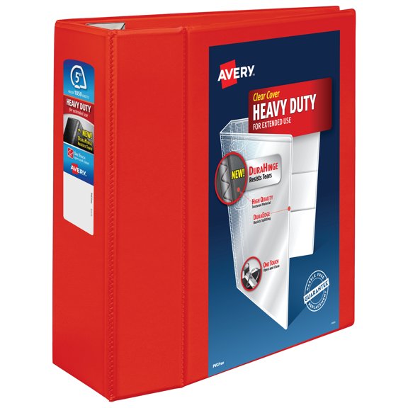 Heavy-Duty View Binder With Durahinge And Locking One Touch Ezd Rings, 3 Rings, 5" Capacity, 11 X 8.5, Red | Bundle of 5 Each
