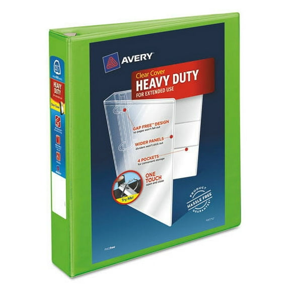 Heavy-Duty View Binder With Durahinge And One Touch Ezd Rings, 3 Rings, 1.5" Capacity, 11 X 8.5, Chartreuse | Bundle of 2 Each