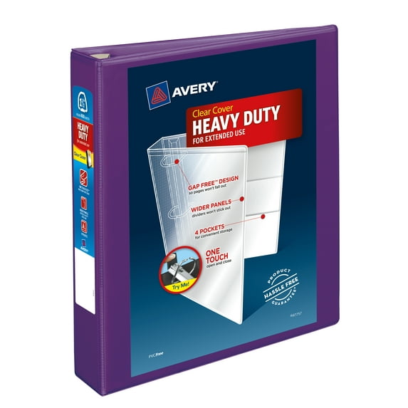 Heavy-Duty View Binder With Durahinge And One Touch Ezd Rings, 3 Rings, 1.5" Capacity, 11 X 8.5, Purple | Bundle of 5 Each
