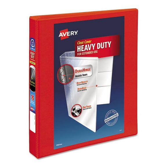 "Heavy-Duty View Binder With Durahinge And One Touch Ezd Rings, 3 Rings, 1"" Capacity, 11 X 8.5, Red | Bundle of 2 Each"