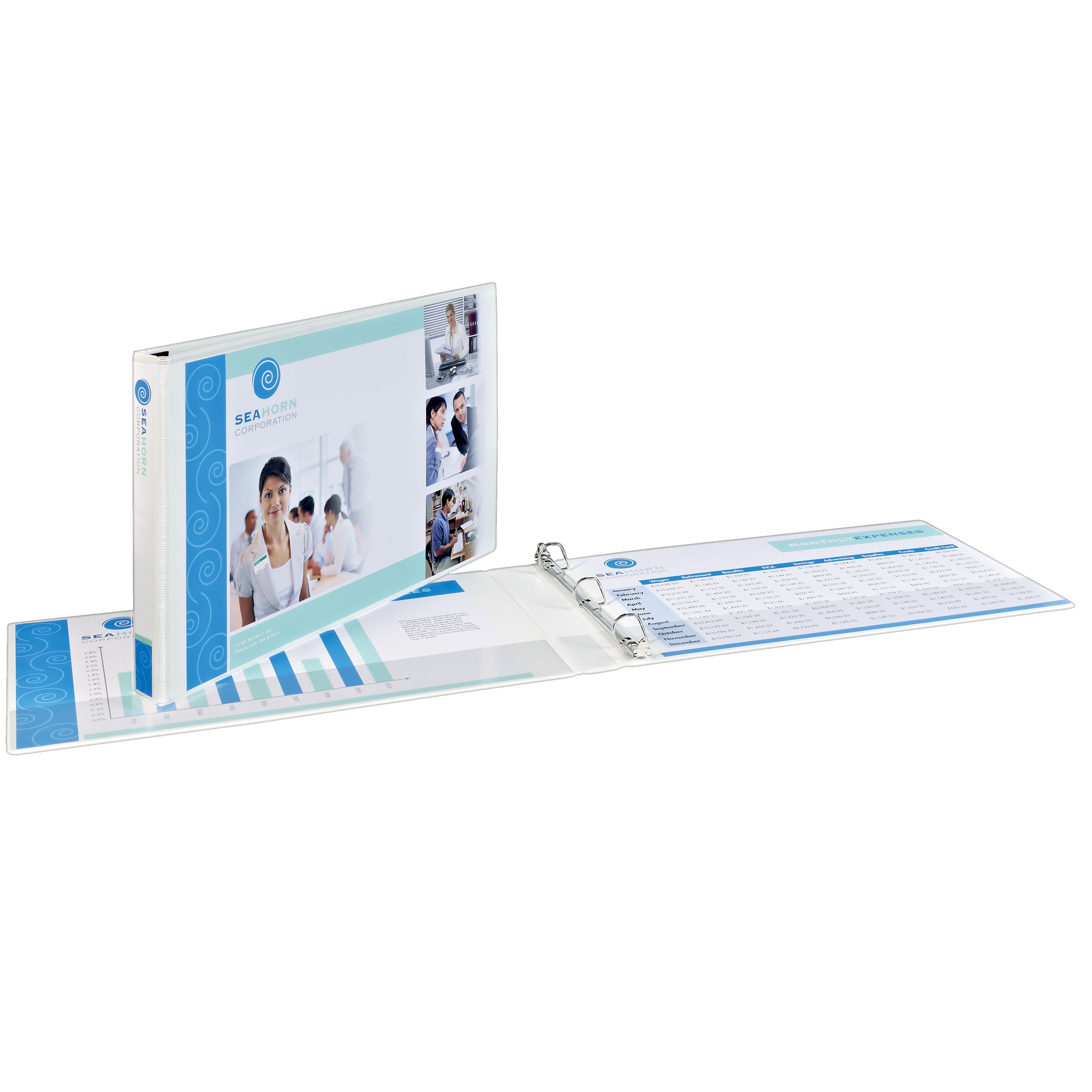Heavy-Duty View Binders, 3 Rings, 1.5" Capacity, 11 X 17, White | Bundle of 5 Each
