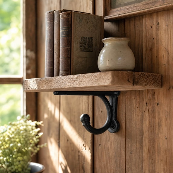 Heavy Duty Vintage Cast Iron Shelf Bracket, Decorative Scroll Corbel for Floating Shelves, Window Mantels, with Mounting Hardware