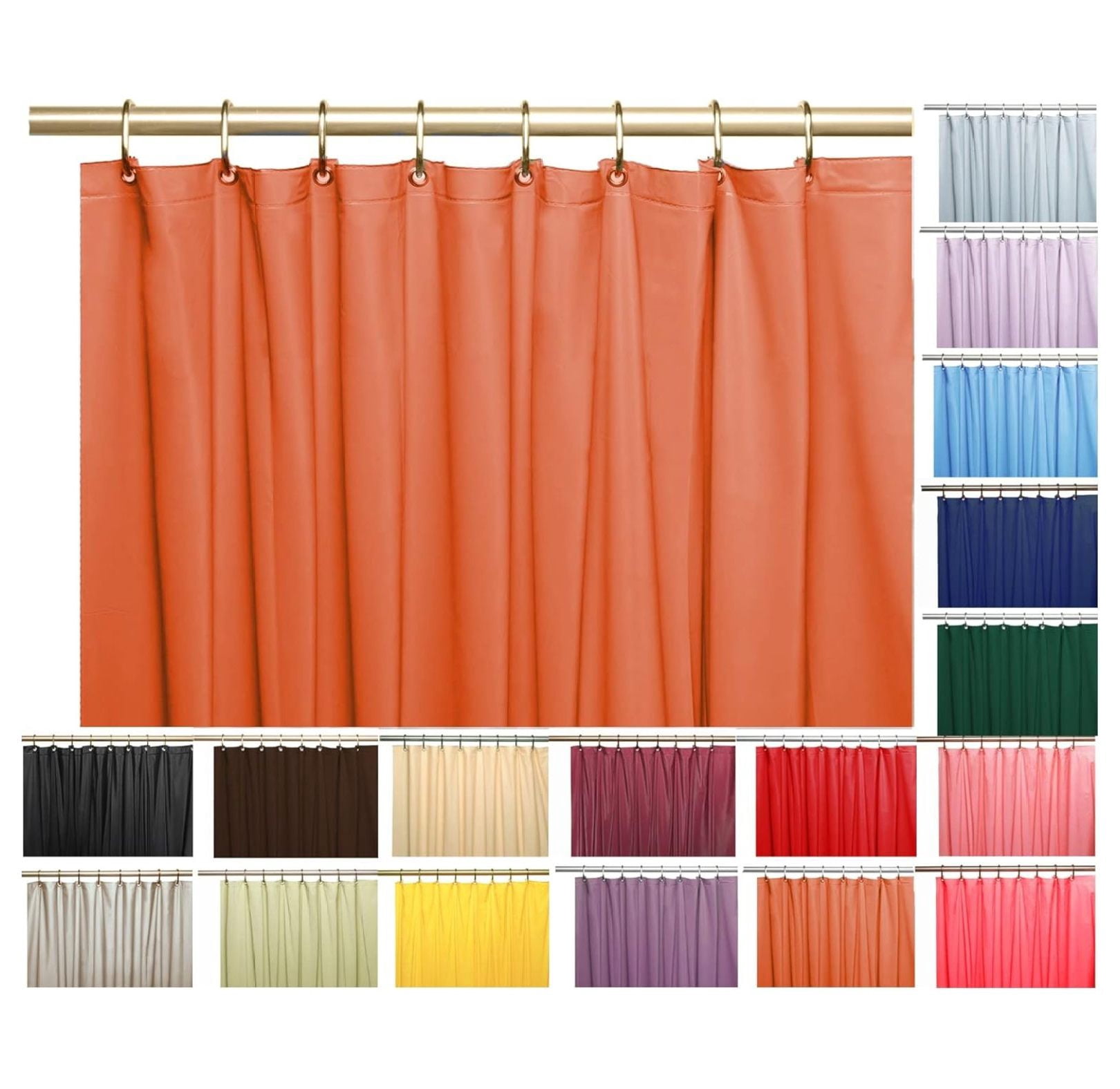 Heavy Duty Vinyl Magnetic Shower Curtain Liner with 12 Metal Grommets