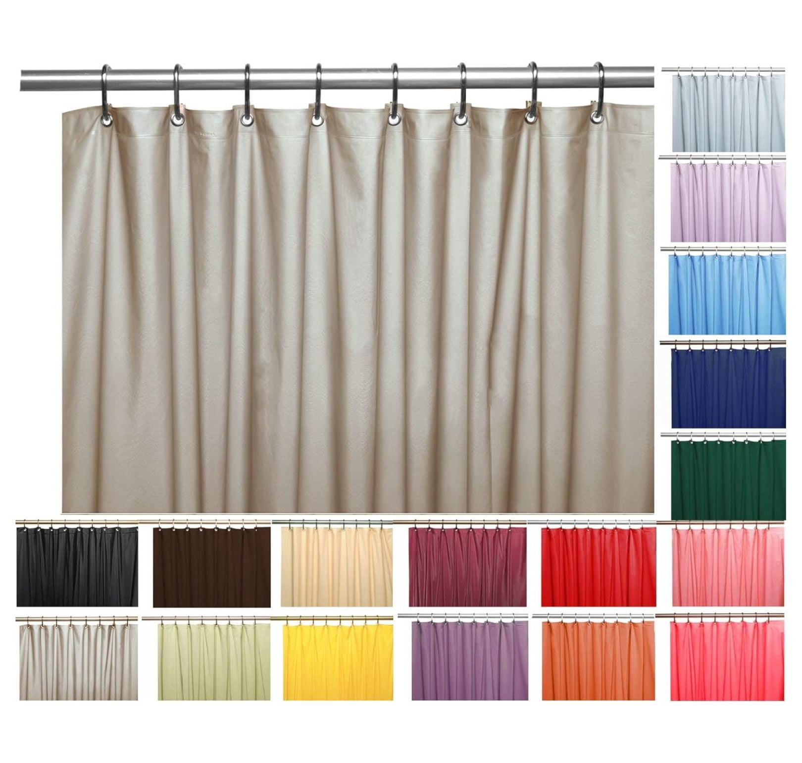 Heavy Duty Vinyl Shower Curtain Liner with Metal Grommets and Magnets