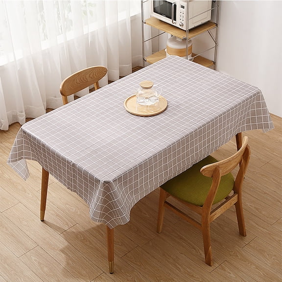Heavy Duty Vinyl Table Cloth Plastic Tablecloths for Kitchen Dining Tables Wipeable Waterproof Tablecloth for Rectangle Table 35x54 Inch(Grey)