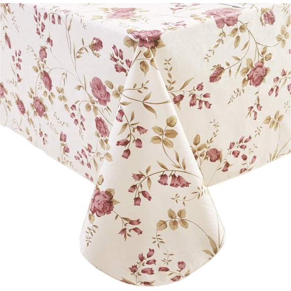 Heavy Duty Vinyl Tablecloth with Flannel Backing Waterproof Oil-Proof PVC Table Cloth Stain-Resistant Wipeable Rectangle or Square Table Cover (Leaves, 52X52 Inch)