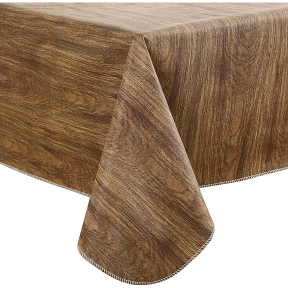 Heavy Duty Vinyl Tablecloth with Flannel Backing Waterproof Oil-Proof PVC Table Cloth Stain-Resistant Wipeable Rectangle or Square Table Cover (Leaves, 52X52 Inch)