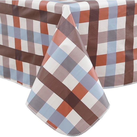 Heavy Duty Vinyl Tablecloth with Flannel Backing Waterproof Oil-Proof Plastic Table Cloth Stain-Resistant Wipeable Rectangle or Square Table Cover for Indoor and Outdoor (Checkered,54x54 Inch)