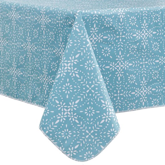 Heavy Duty Vinyl Tablecloth with Flannel Backing Waterproof Oil-Proof Plastic Table Cloth Stain-Resistant Wipeable Table Cover for Indoor and Outdoor (Perforated Floral,54x54 Inch)