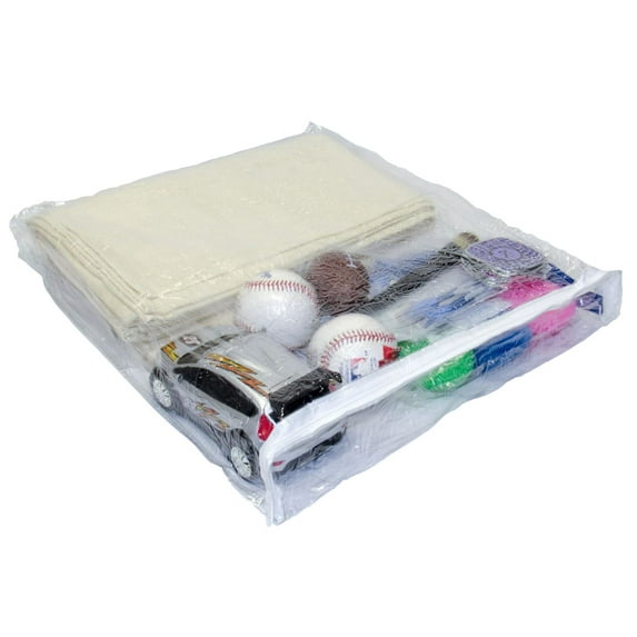 Heavy Duty Vinyl Zippered Storage Bags (Clear) 15" x 18" x 2" for Sweaters, Arts & Crafts, Toys and Much More! 1-Pack