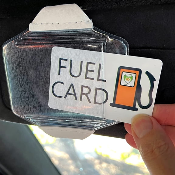 Heavy Duty Visor Fuel Card Holder with Clear Vinyl Pocket - Truck & Car Accessories for Interior - Drivers License, Auto Insurance Card & Fleet Vehicle Gas Log Storage by Specialist ID (Black)
